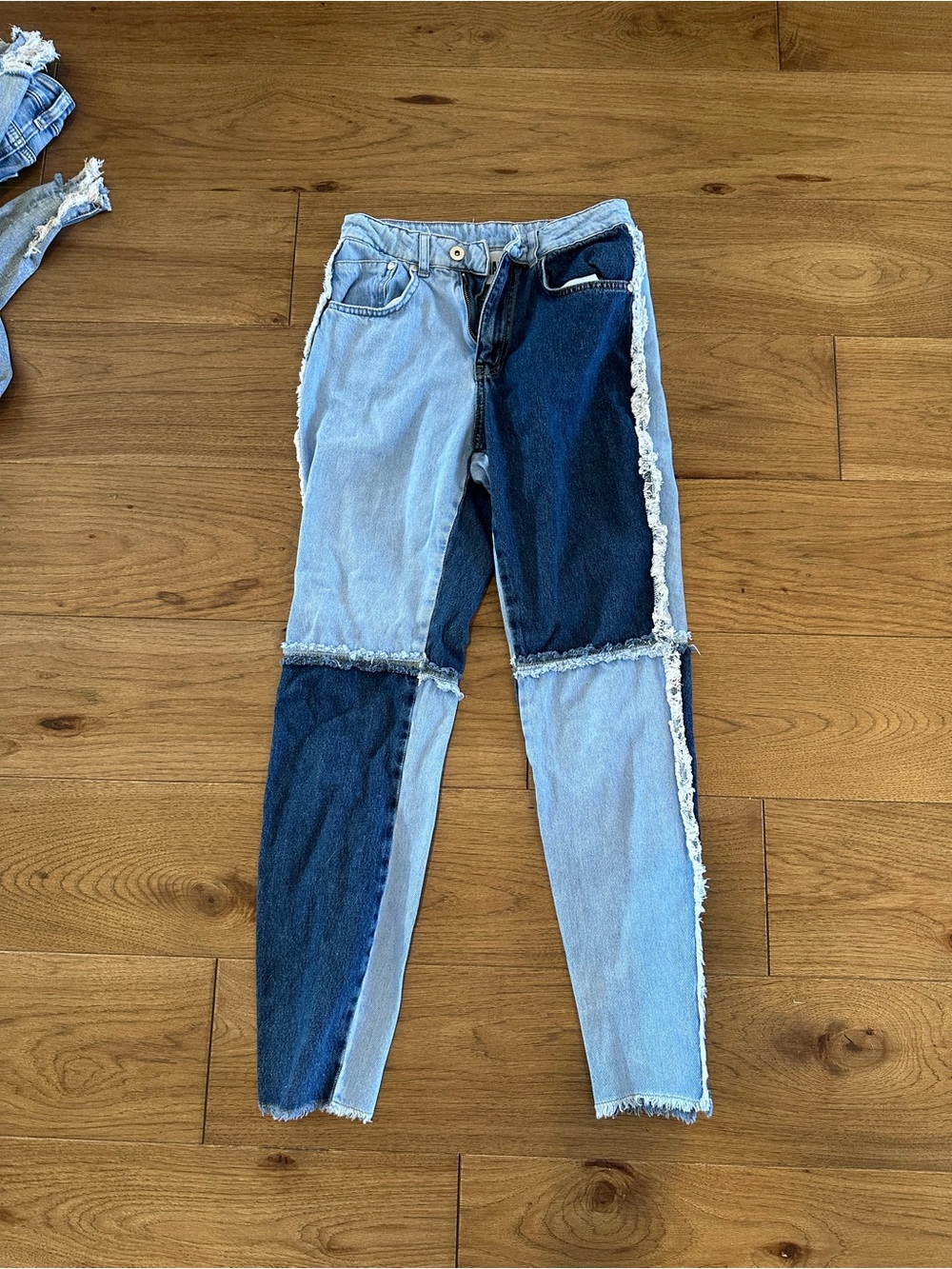 Ragged Patched Blue Jeans